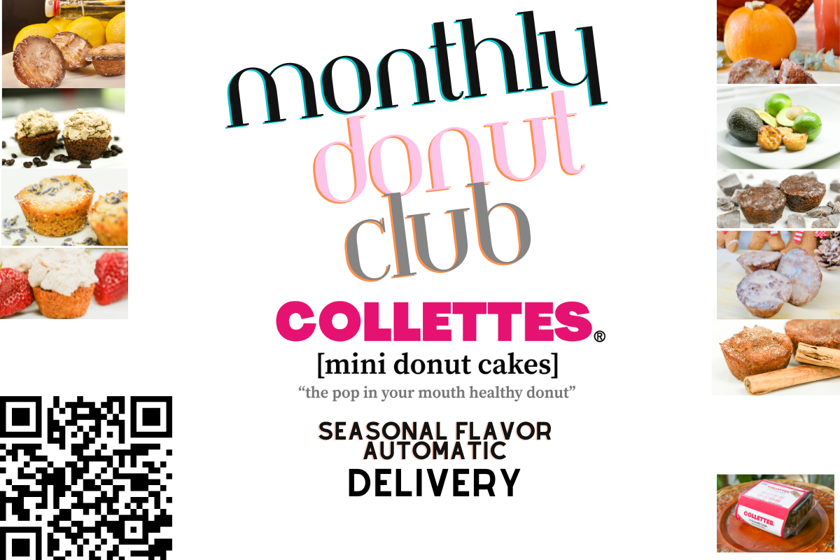 Monthly (Subscription available) box of 24 Donut Club delivery collettes mini donuf cakes gluten free, vegan
